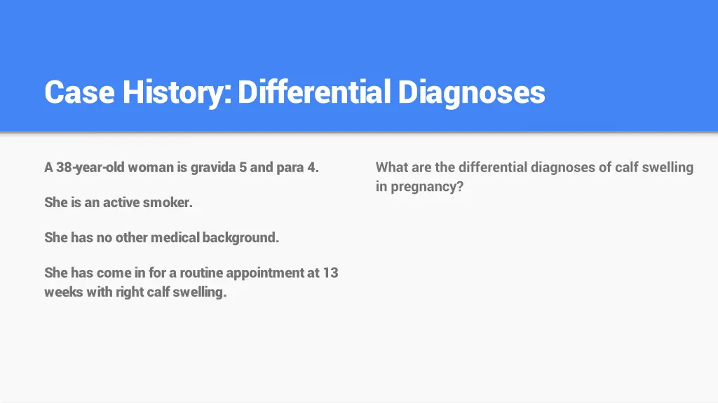 case history differential diagnoses