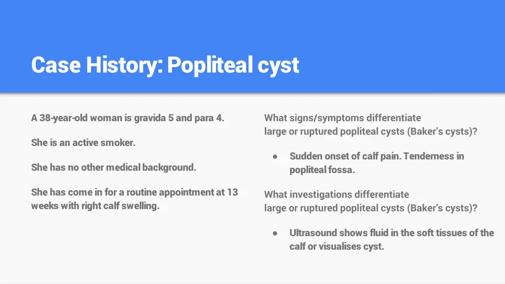 case history popliteal cyst 1