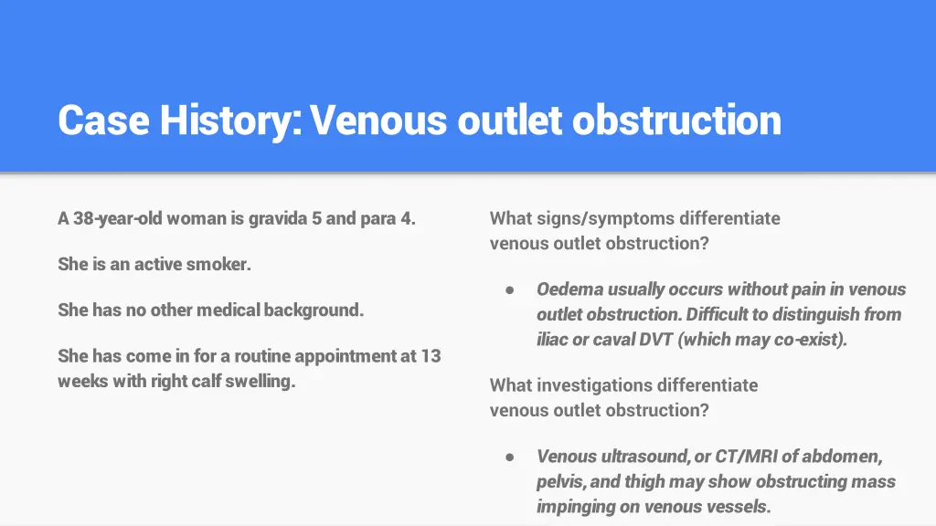 case history venous outlet obstruction 1