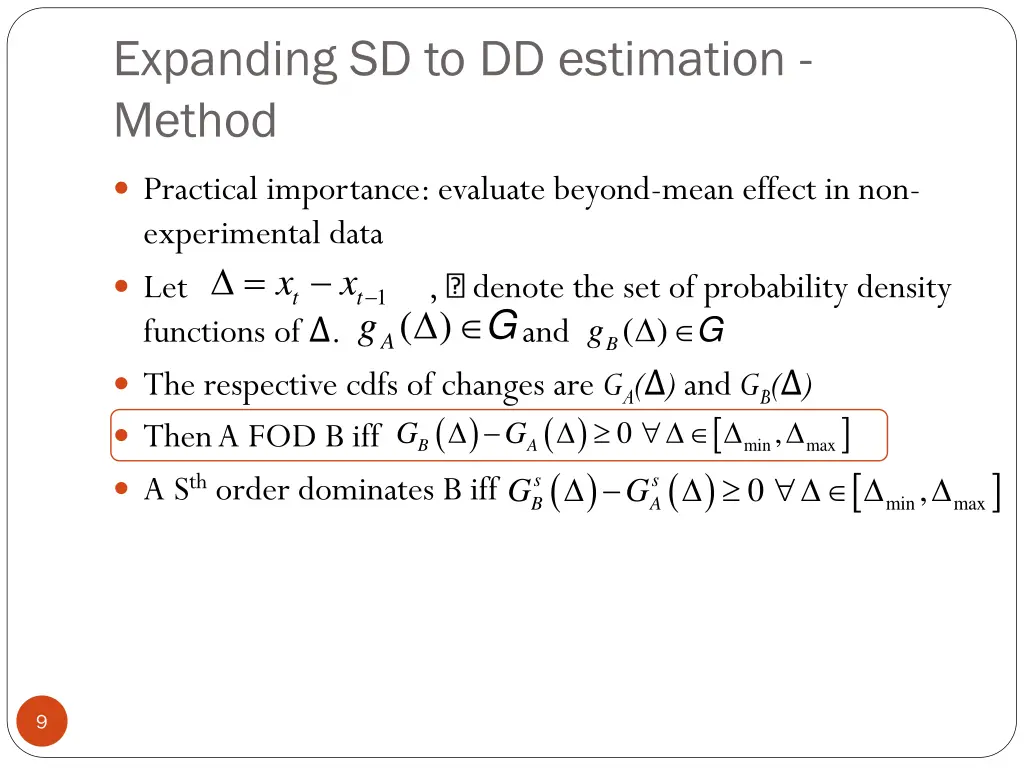 expanding sd to dd estimation method