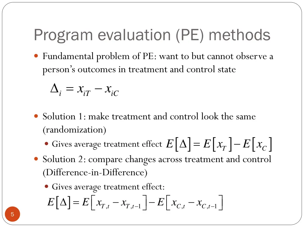 program evaluation pe methods
