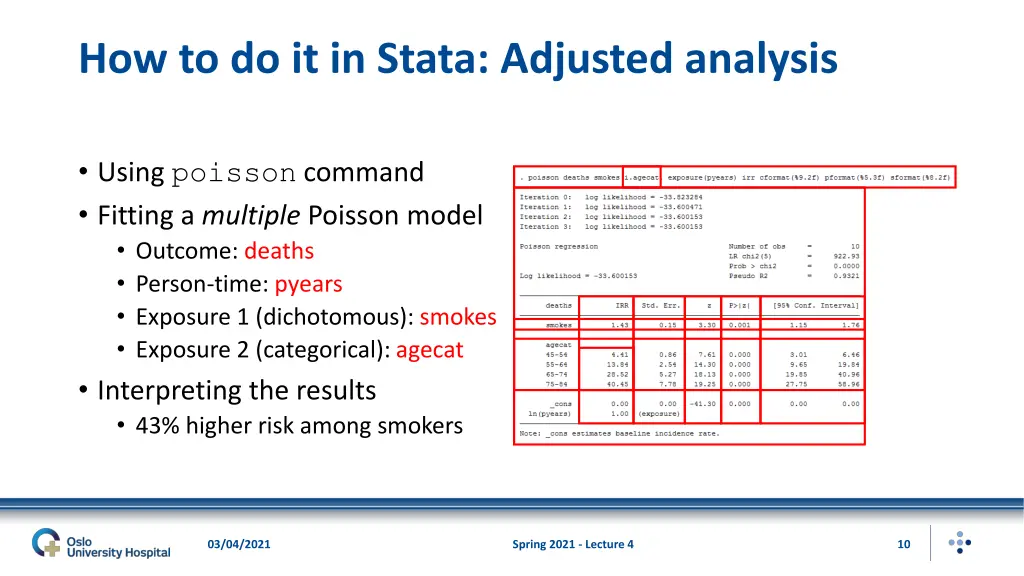 how to do it in stata adjusted analysis