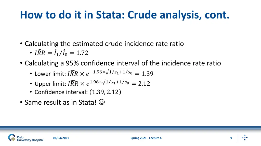 how to do it in stata crude analysis cont 1