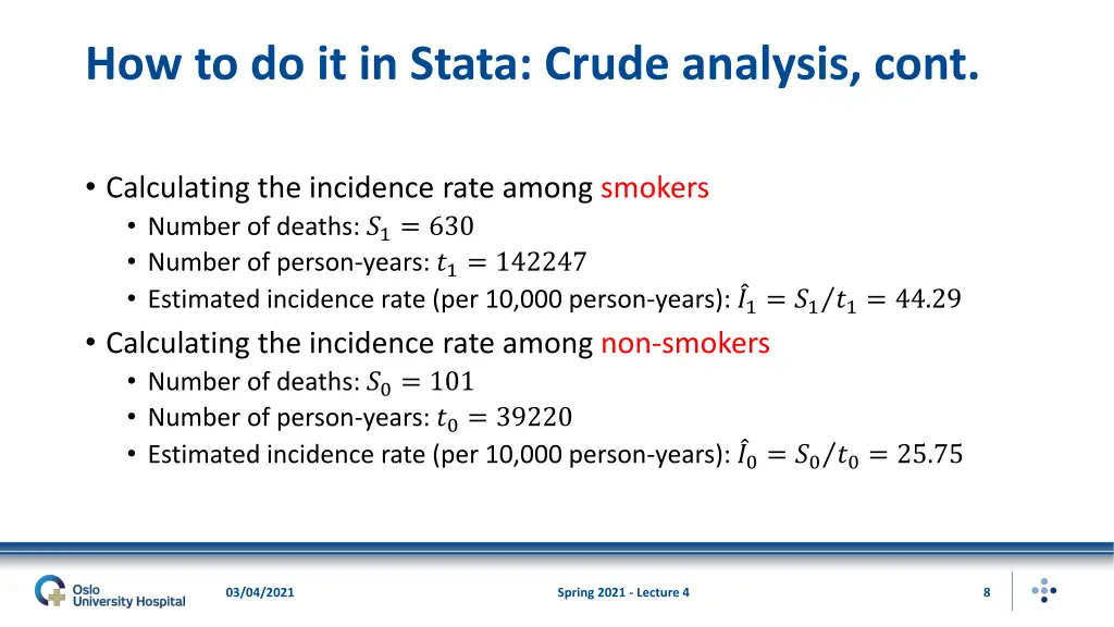 how to do it in stata crude analysis cont