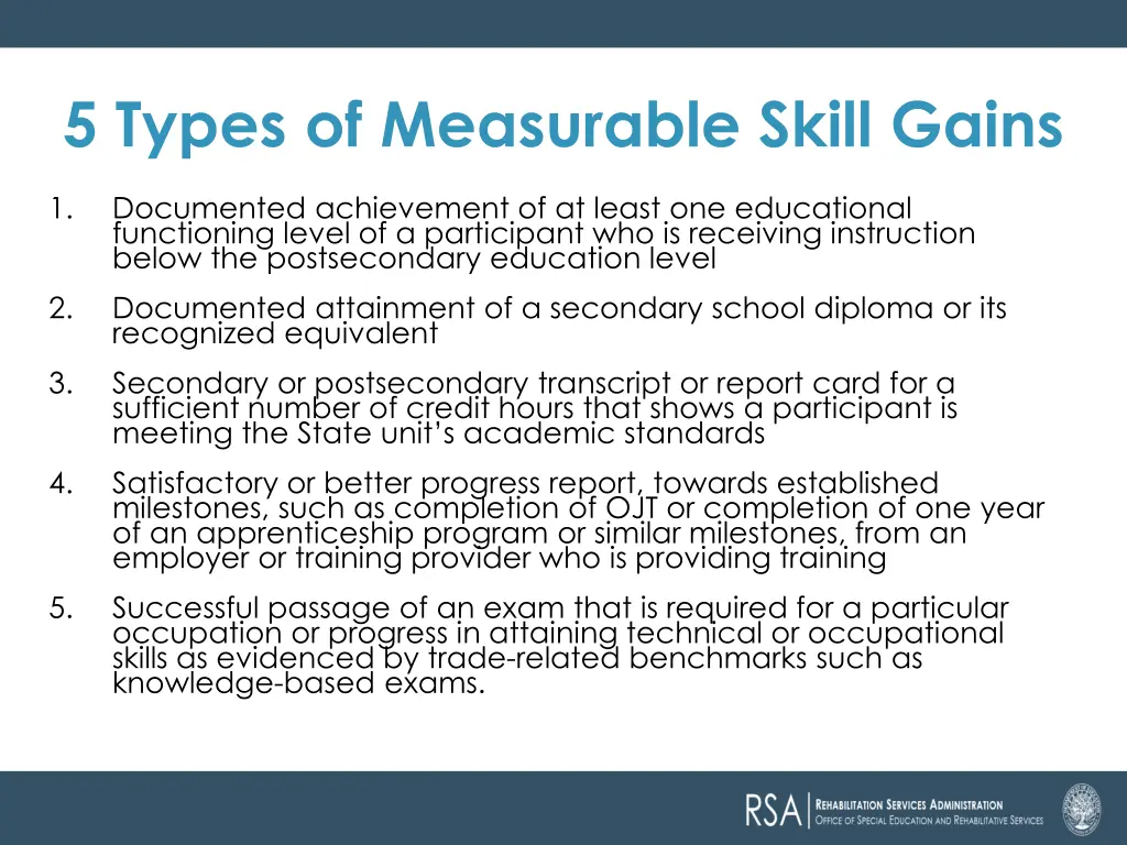 5 types of measurable skill gains
