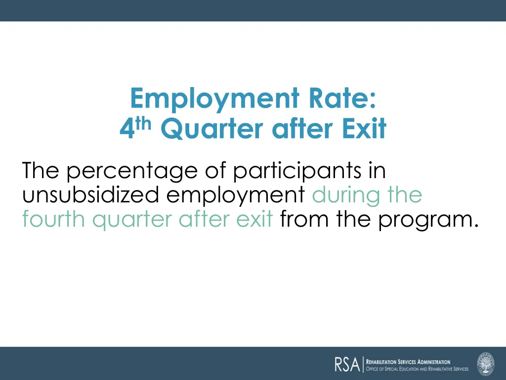 employment rate 4 th quarter after exit
