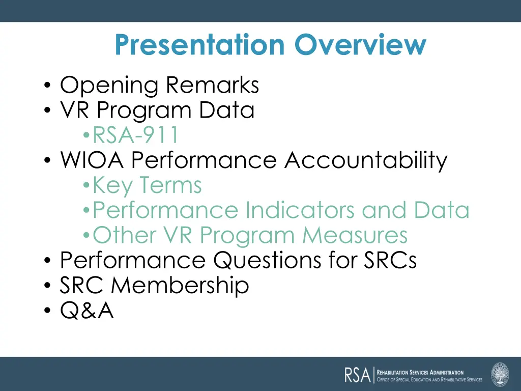 presentation overview opening remarks vr program