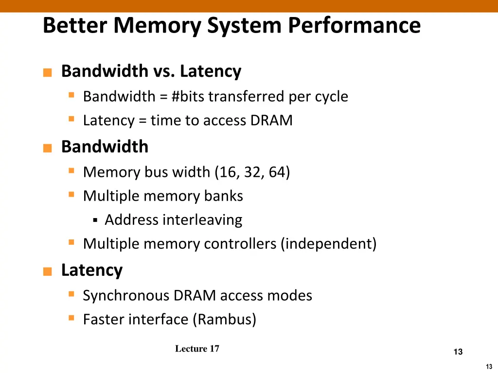 better memory system performance