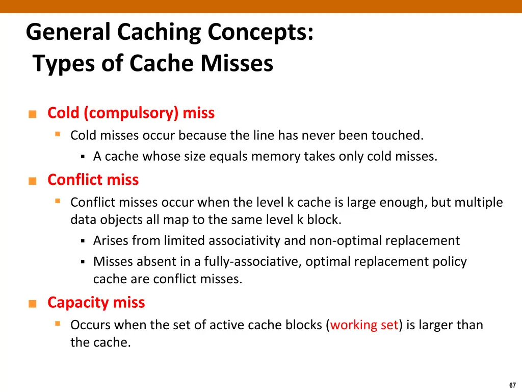 general caching concepts types of cache misses