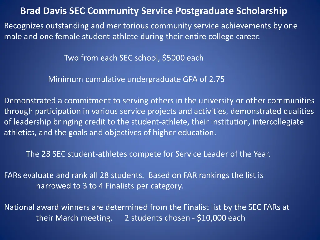 brad davis sec community service postgraduate