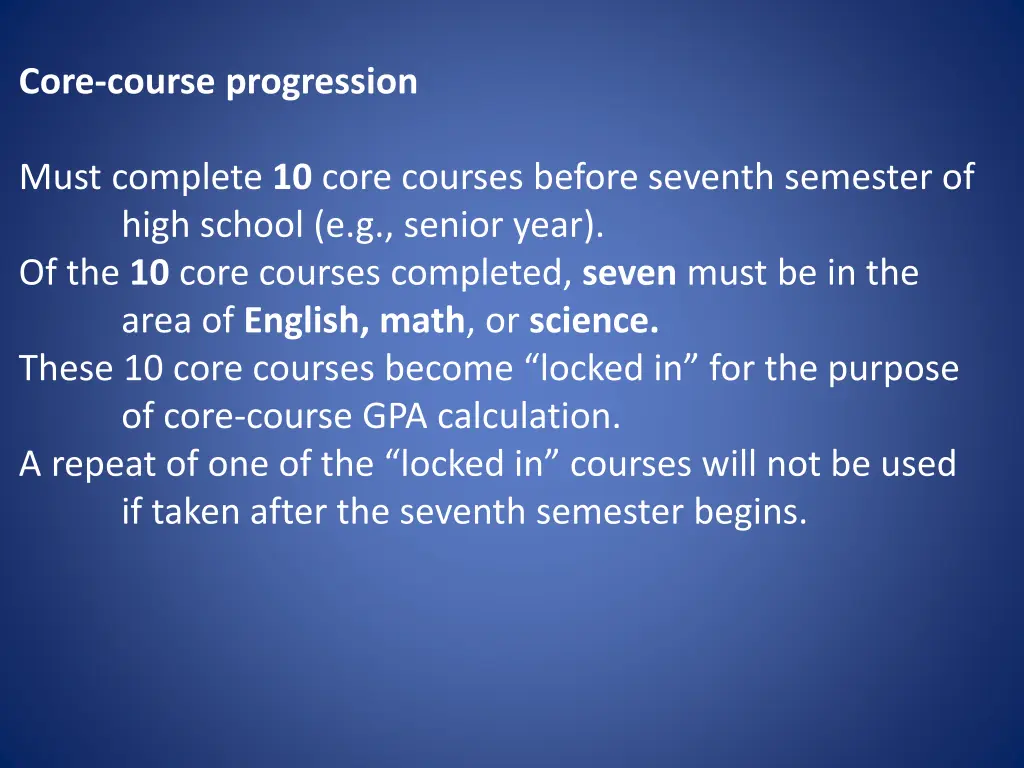 core course progression