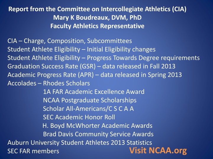 report from the committee on intercollegiate