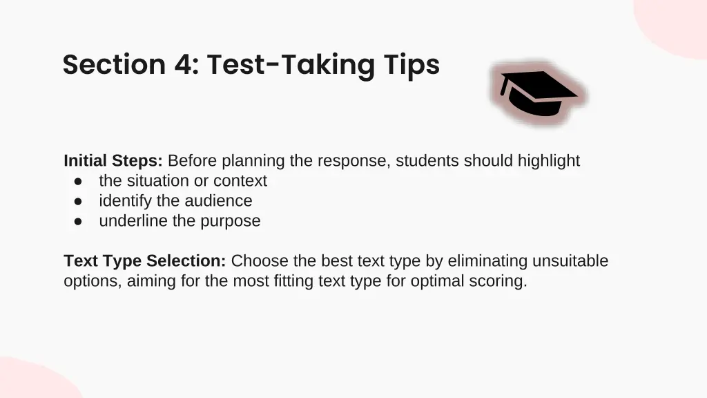 section 4 test taking tips
