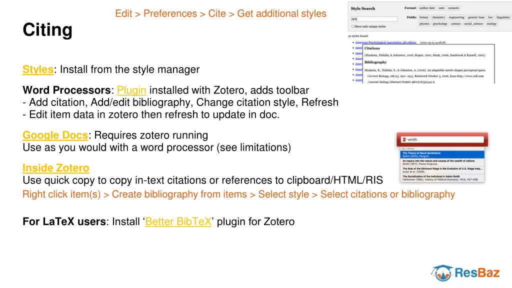 edit preferences cite get additional styles