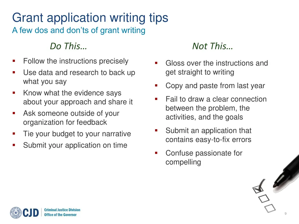 grant application writing tips