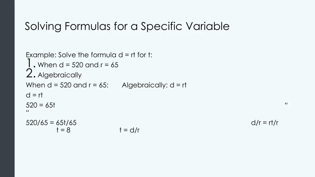 solving formulas for a specific variable