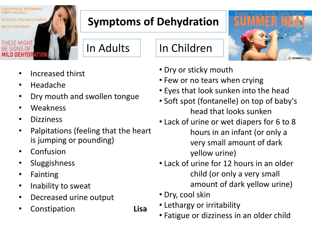 symptoms of dehydration