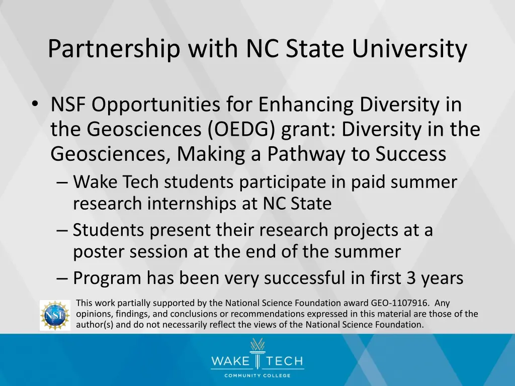 partnership with nc state university