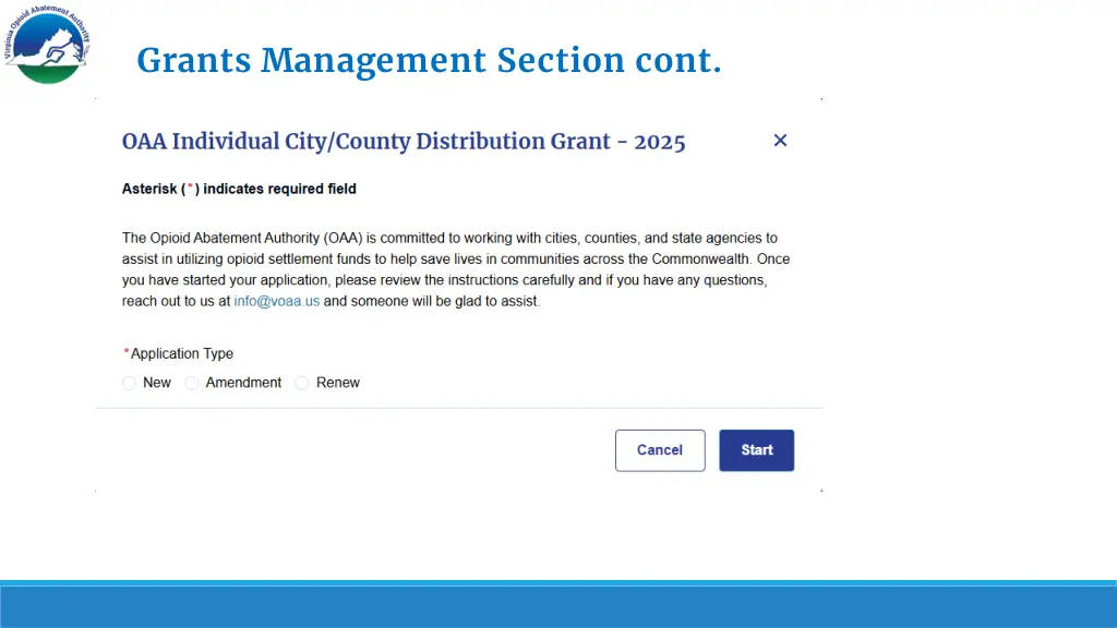 grants management section cont