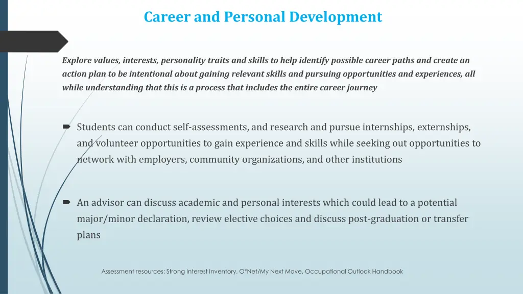 career and personal development