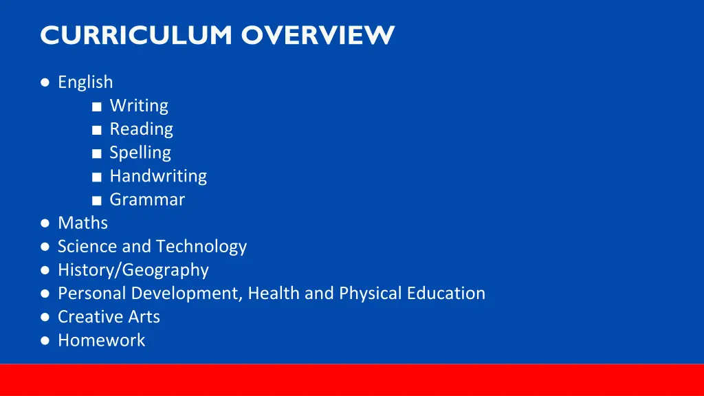 curriculum overview