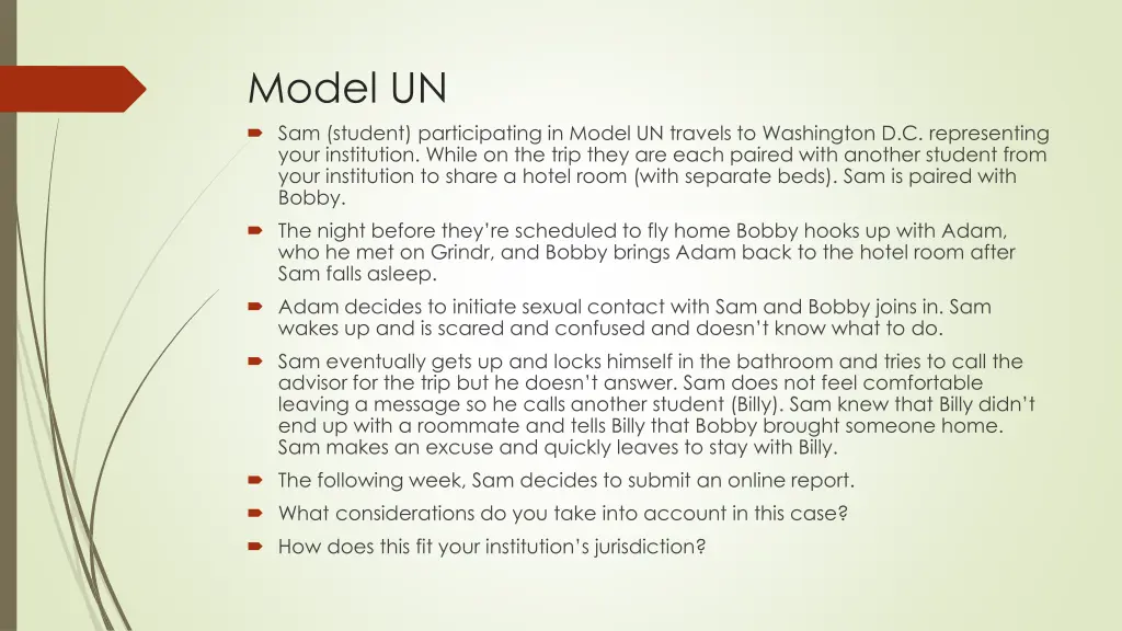 model un sam student participating in model
