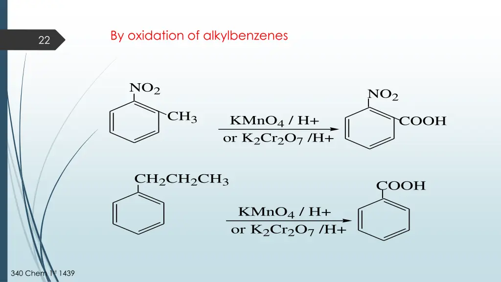 by oxidation of alkylbenzenes