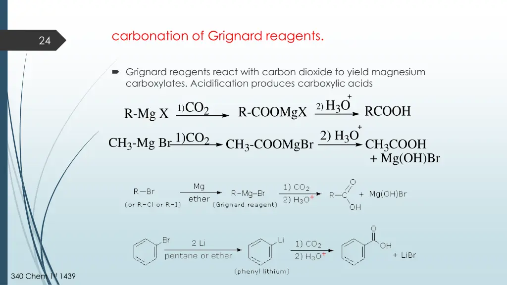carbonation of grignard reagents