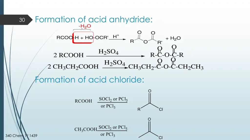 formation of acid anhydride h 2 o