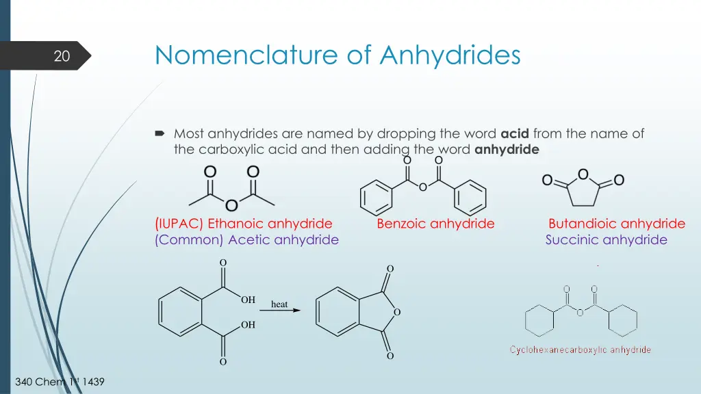 nomenclature of anhydrides