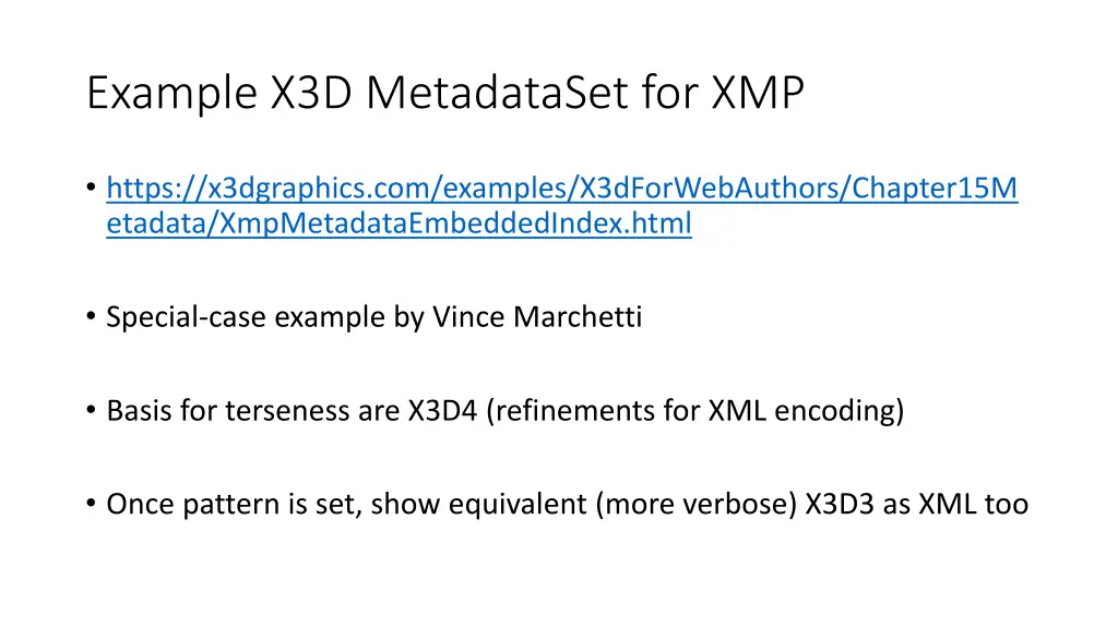 example x3d metadataset for xmp