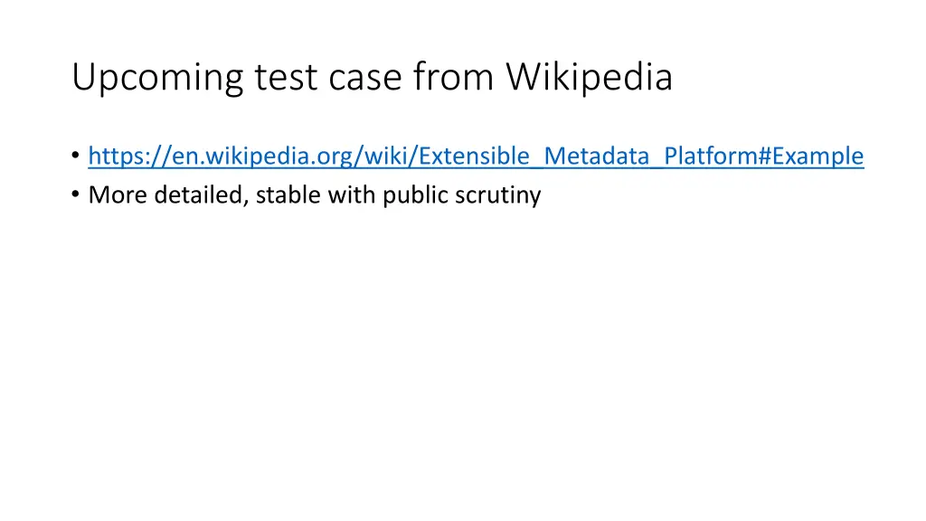 upcoming test case from wikipedia