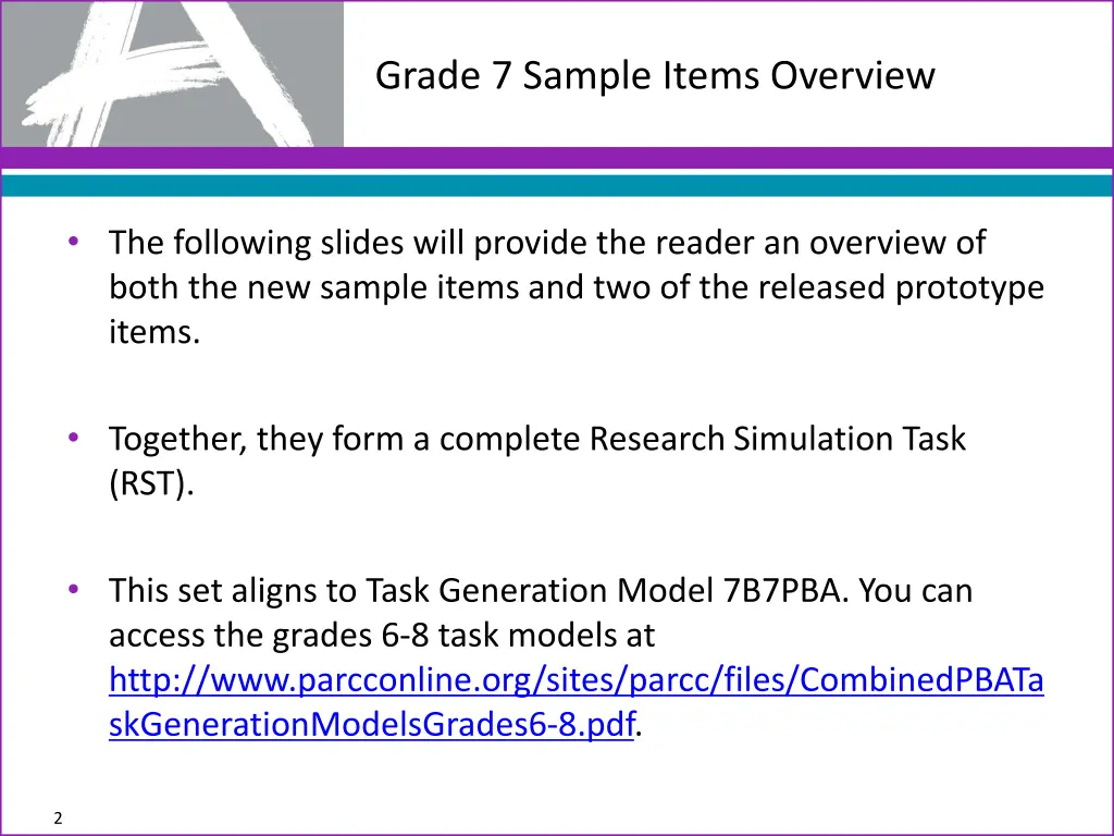 grade 7 sample items overview
