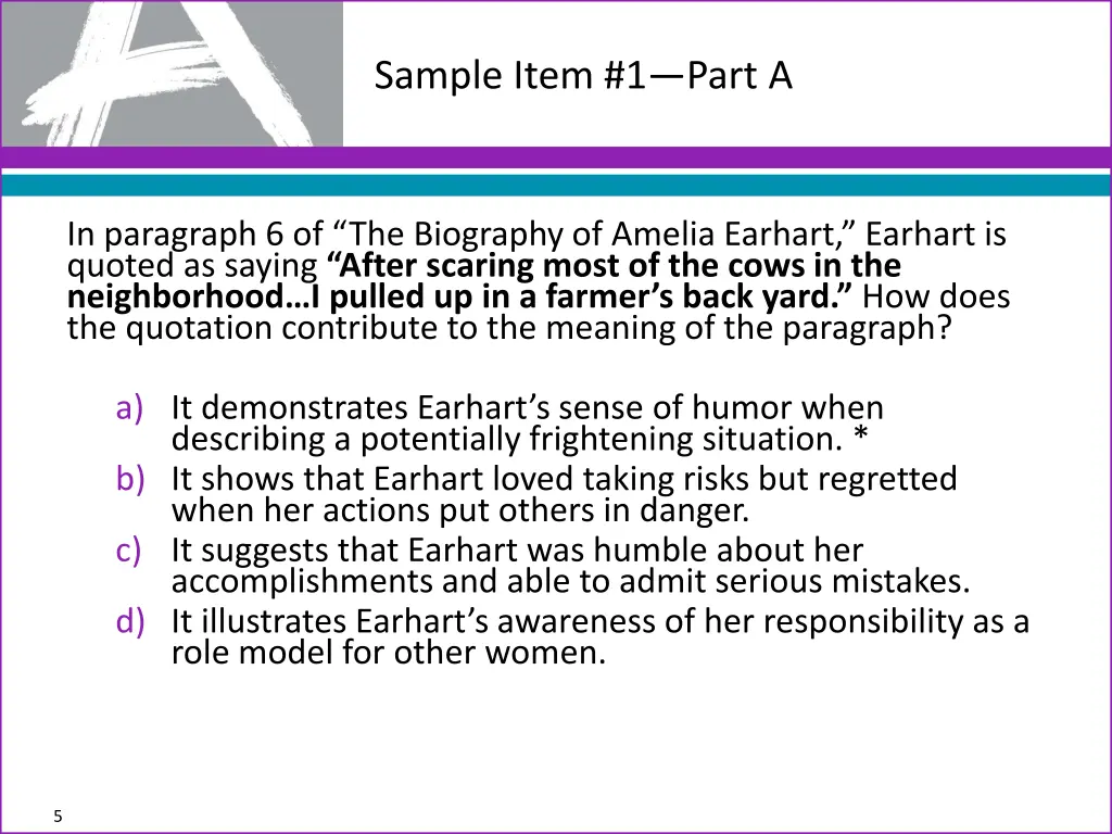 sample item 1 part a
