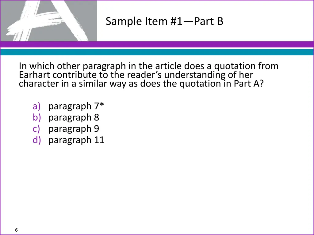 sample item 1 part b