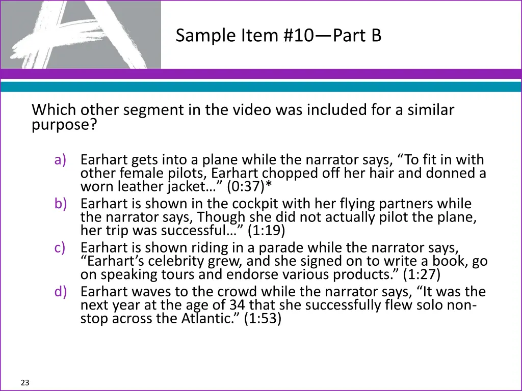 sample item 10 part b