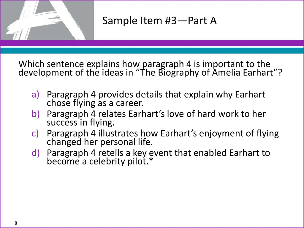 sample item 3 part a