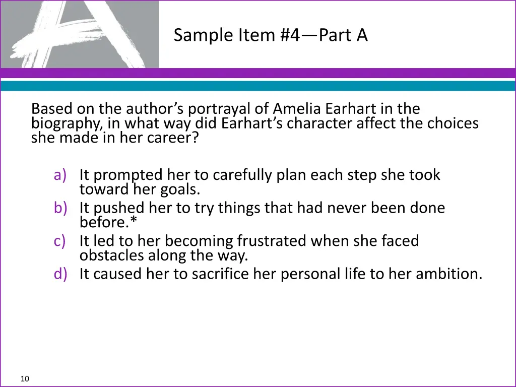sample item 4 part a
