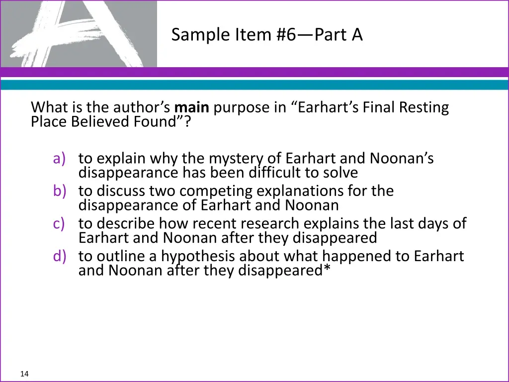 sample item 6 part a