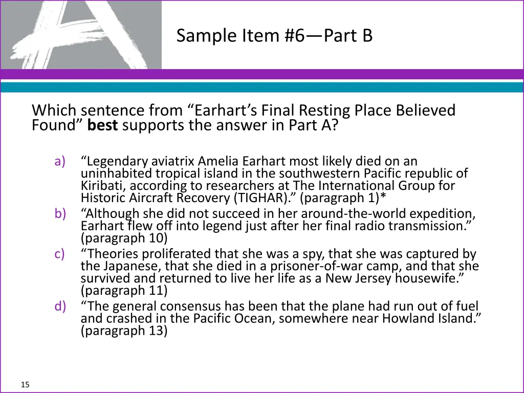 sample item 6 part b