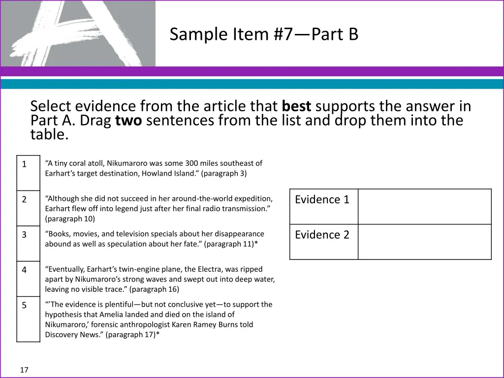 sample item 7 part b
