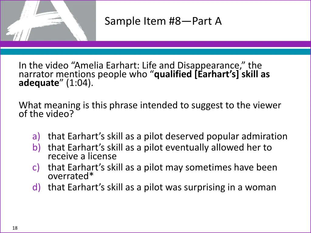 sample item 8 part a