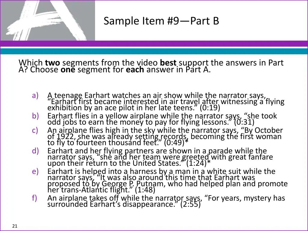 sample item 9 part b