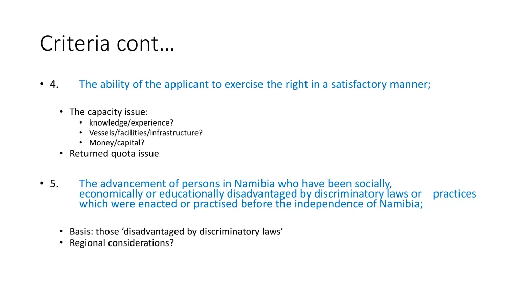 criteria cont