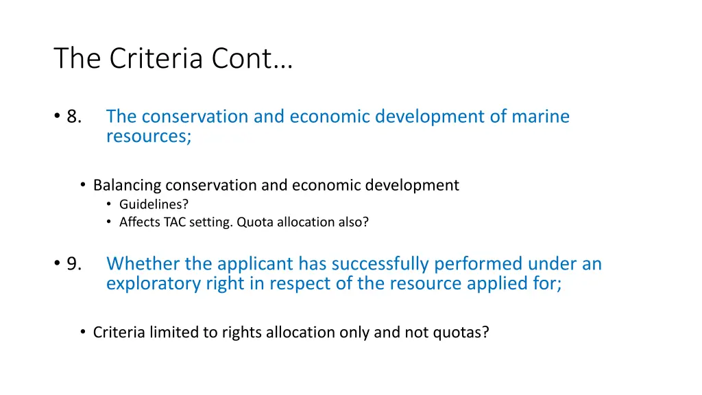 the criteria cont