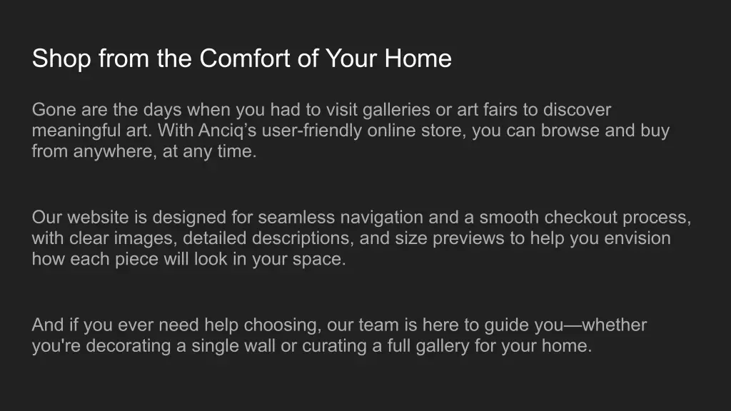 shop from the comfort of your home