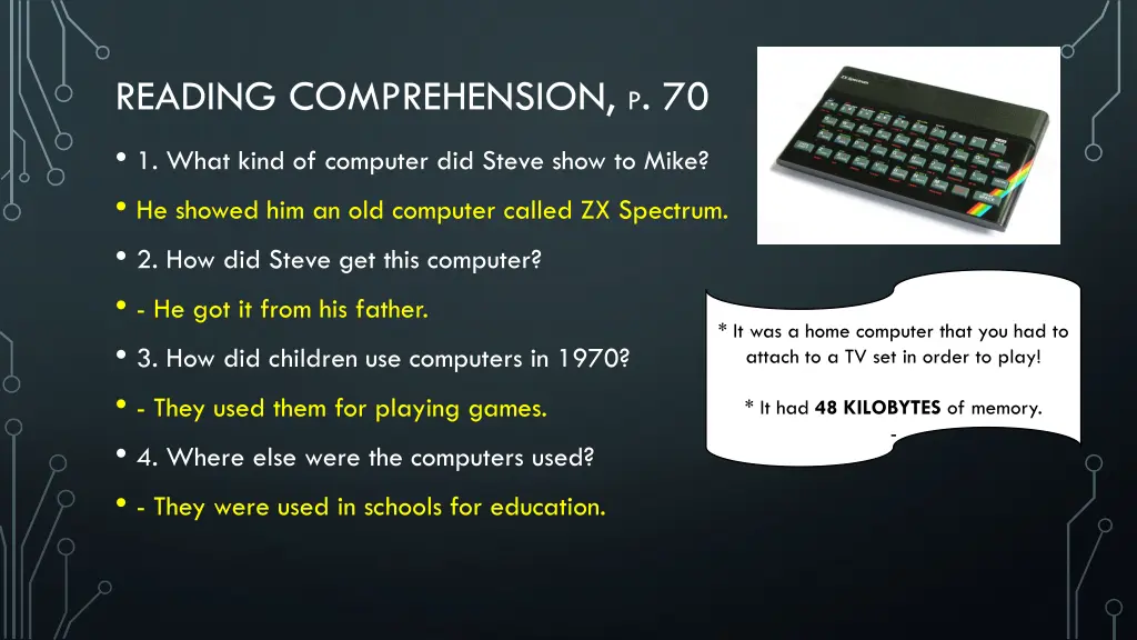 reading comprehension p 70 1 what kind