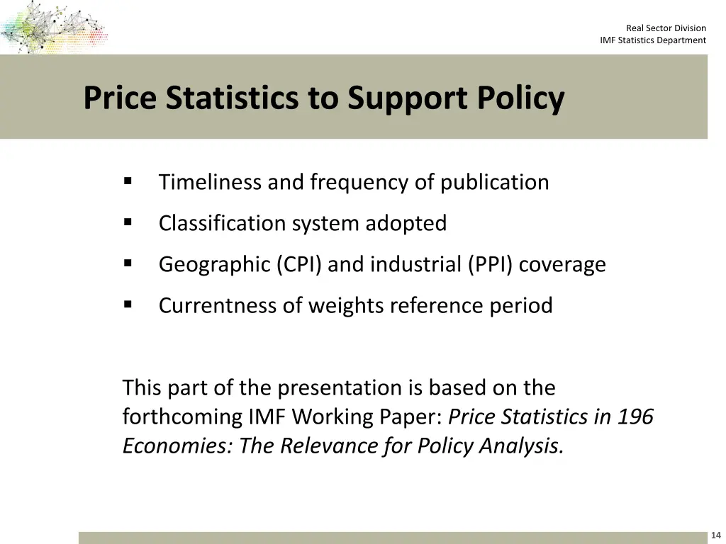 real sector division imf statistics department 13