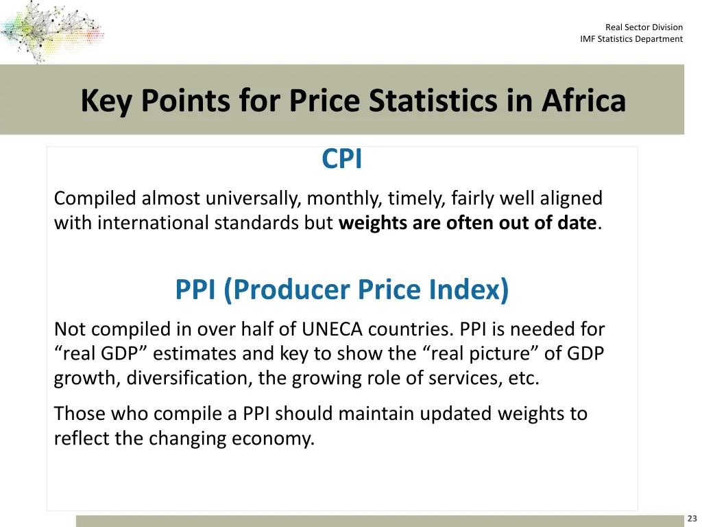 real sector division imf statistics department 22