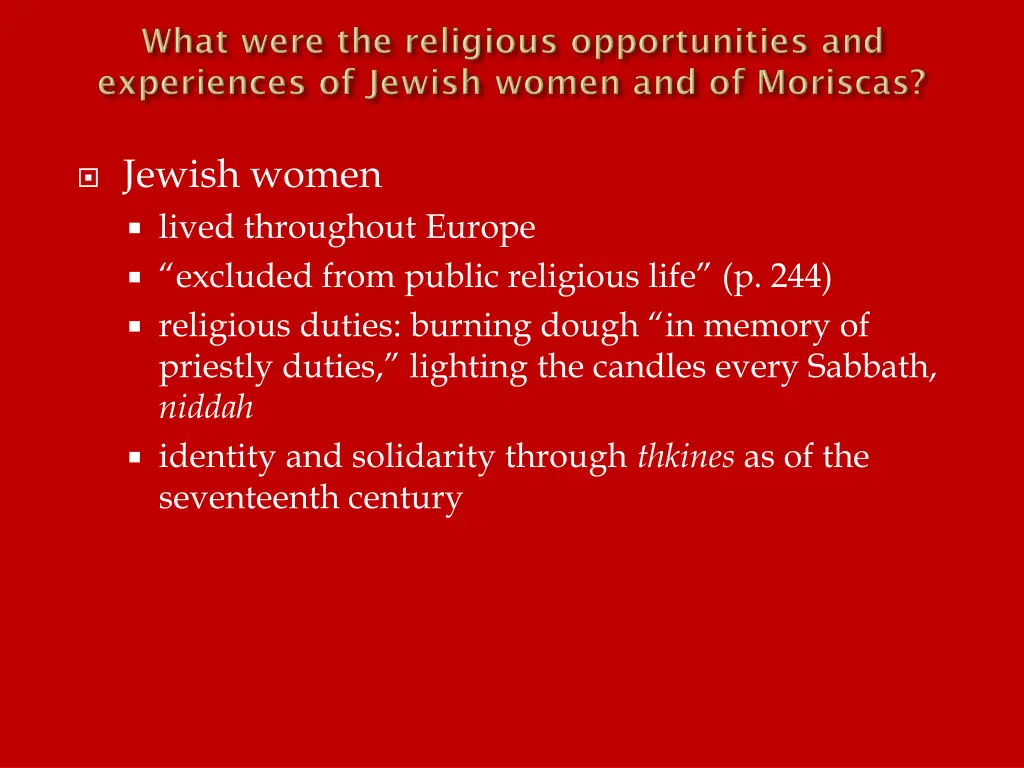 jewish women lived throughout europe excluded